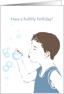Birthday for Kids Boy Blowing Soap Bubbles card
