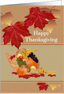 Thanksgiving Canada Cornucopia and Maple Leaves card