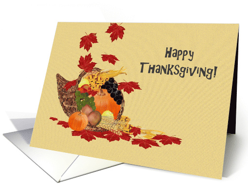 Thanksgiving Canada Cornucopia and Falling Maple Leaves card (1091142)