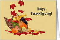 Thanksgiving Canada Cornucopia and Falling Maple Leaves card