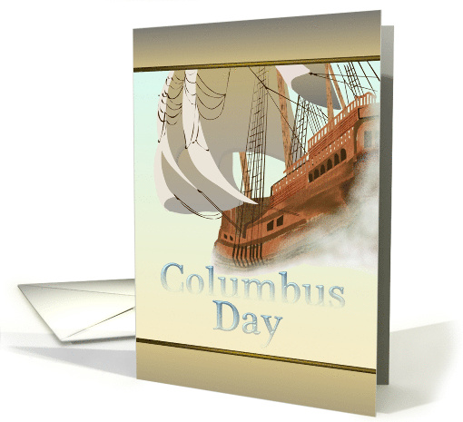 Columbus Day Sketch Of Spanish Galleon In The Mist card (1091200)
