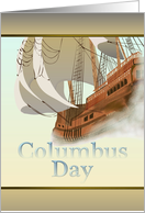 Columbus Day Sketch Of Spanish Galleon In The Mist card