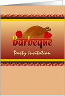 Barbeque party invitation, bbq chicken and peppers card