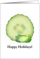 Happy Holidays Spa Beauty Salon To Clients Cucumber Slice And Baubles card