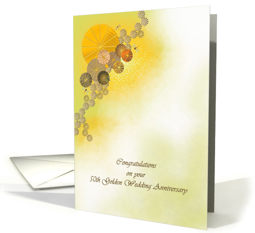 50th Golden Wedding Anniversary Gold Discs and Dragonflies card