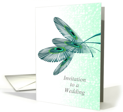 Wedding invitation, peacock feathers in abstract card (1098294)