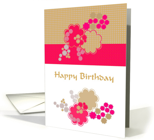 Abstract blossoms in pink and brown, Birthday card (1098356)