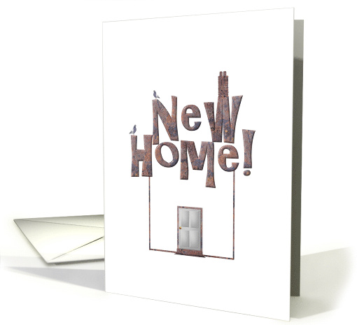 New Home Announcement Pigeons On Roof Chimney And Front Door card