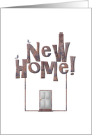 New Home Announcement Pigeons On Roof Chimney And Front Door card