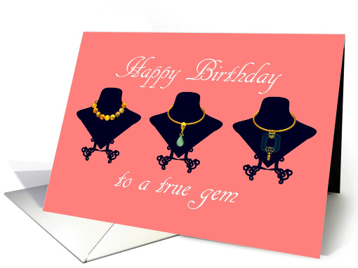Birthday for her, necklaces in gold and colored glass card (1101090)