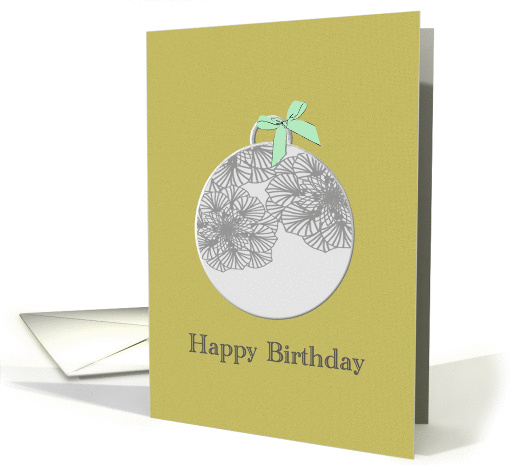Birthday, floral locket light green bow card (1102390)