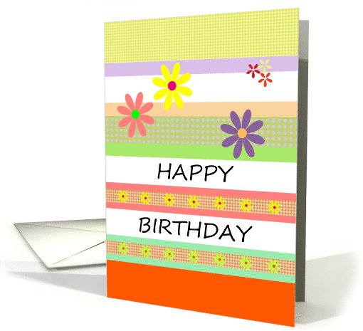 Birthday Abstract Flowers and Colorful Stripes card (1103984)