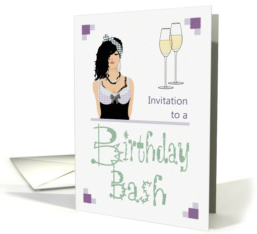 Invitation to a Birthday Bash Hip Looking Young Lady card (1104702)