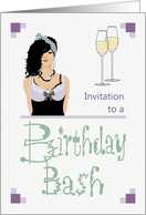Invitation to a Birthday Bash Hip Looking Young Lady card