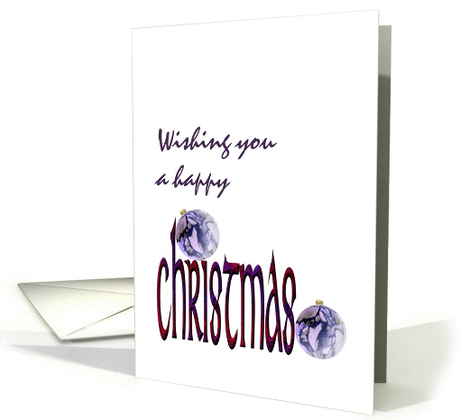 Pretty blue patterned glass baubles, Christmas card (1106000)