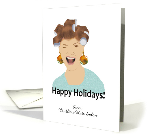 Happy holidays hair salon to customers, lady in hair... (1108188)
