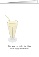 Birthday Yummy Vanilla Milkshake In Soda Glass With Straw card