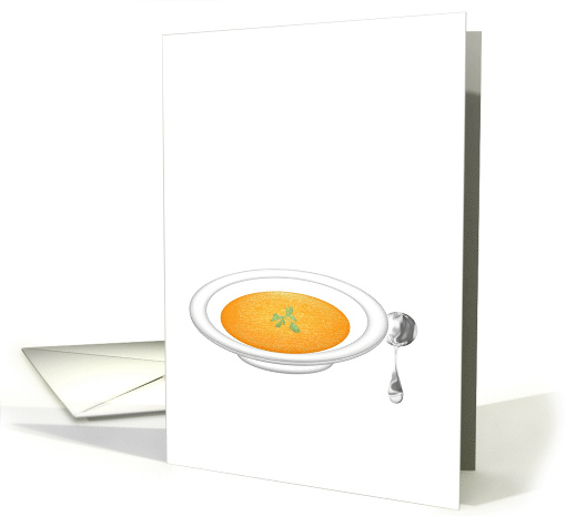 Bowl Of Carrot Soup And Spoon Blank card (1121068)