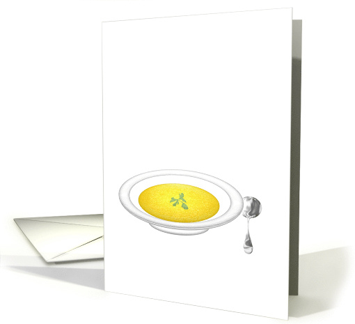 Bowl of Vegetable Soup and Spoon Blank card (1121070)