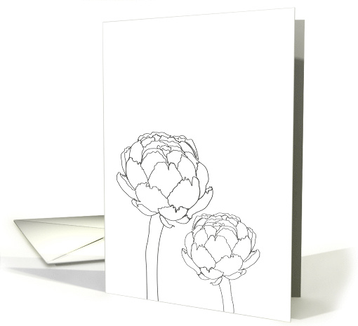 Artichokes Black and White Sketch Blank card (1121090)