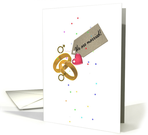 Gay Marriage Announcement Gender Symbols Rings and a Red Heart card