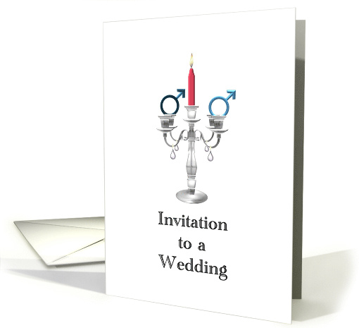 Gay Wedding Invitation Candelabra Candle And Male Gender Symbols card