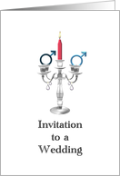 Gay Wedding Invitation Candelabra Candle And Male Gender Symbols card