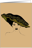 Sketch of lady wearing a wide brim hat, Blank card