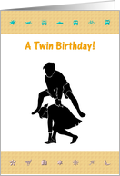 Birthday For Twin Boy And Girl Playing Leapfrog card