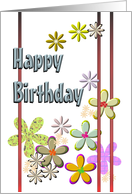 Birthday, colorful abstract flowers card