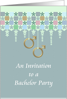 Invitation to Bachelor Party Abstract Florals Male Gender Symbols card