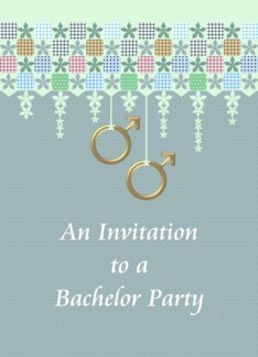 Invitation to Bachelor Party Abstract Florals Male Gender Symbols