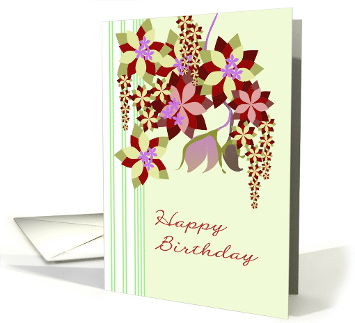Birthday Abstract Florals in Green Brown and Purple card (1141226)
