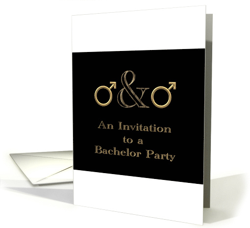 Invitation To A Bachelor Party Same Gender Gold On Black card