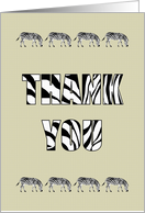 Thank You in Zebra Print with Little Zebras card