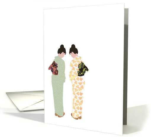 Two Japanese Ladies In Pretty Kimonos Blank card (1147178)