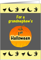 Grandnephew’s First Halloween Pumpkin Witch Moon Black Cat card
