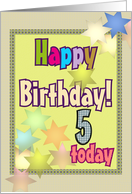 5th birthday spelt out in colorful letters card