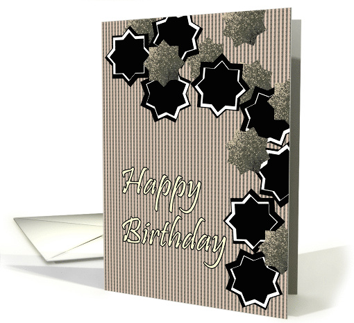 Birthday Black White and Grey Abstract Stars card (1178972)