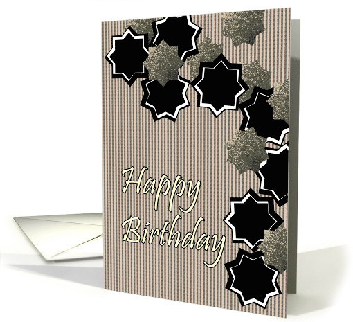 Birthday Black White and Grey Abstract Stars card (1178972)