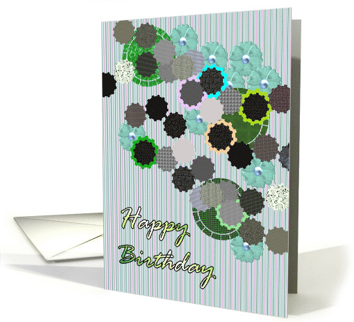 Birthday Geometric Shapes in Shades of Green and Blue card (1178980)