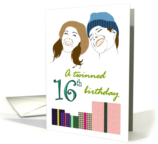 16th Birthday for Twin Boy and Girl Brother and Sister Laughing card