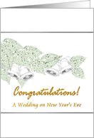 Congratulations wedding on New Year’s Eve, silver bells and leaves card