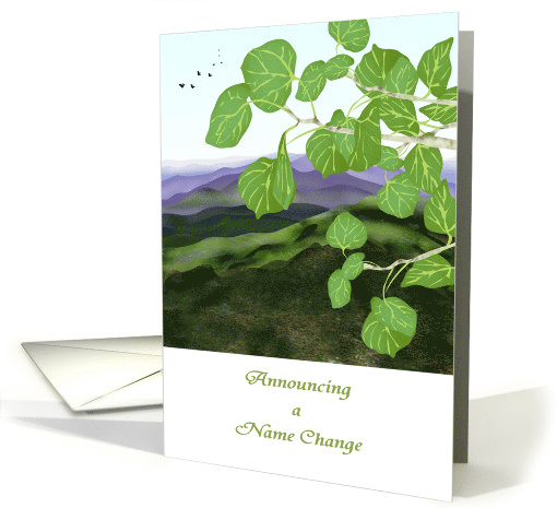 Nature Inspired Name Change Announcement Mountains Aspen Leaves card