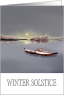 Winter Solstice Boats On a Lake With Sun Low On The Horizon card