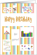 Birthday Little Memorable Things And Colorful Stripes card