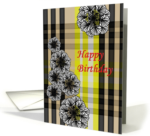 Birthday abstract florals and stripes card (1198790)
