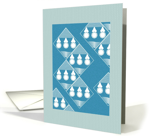 White Abstract Geometric Prints On Blue Blank card (1198962)