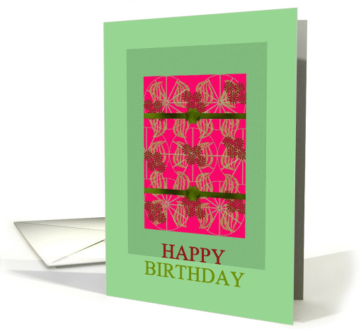 Birthday Brown Floral Geometric Prints On Pink card (1198974)