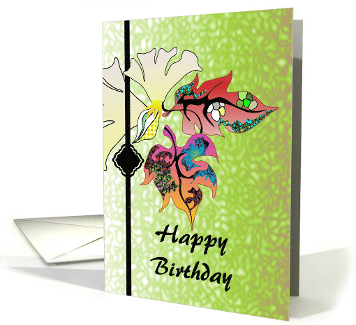 Birthday Abstract Foliage In Bright Colors card (1200194)